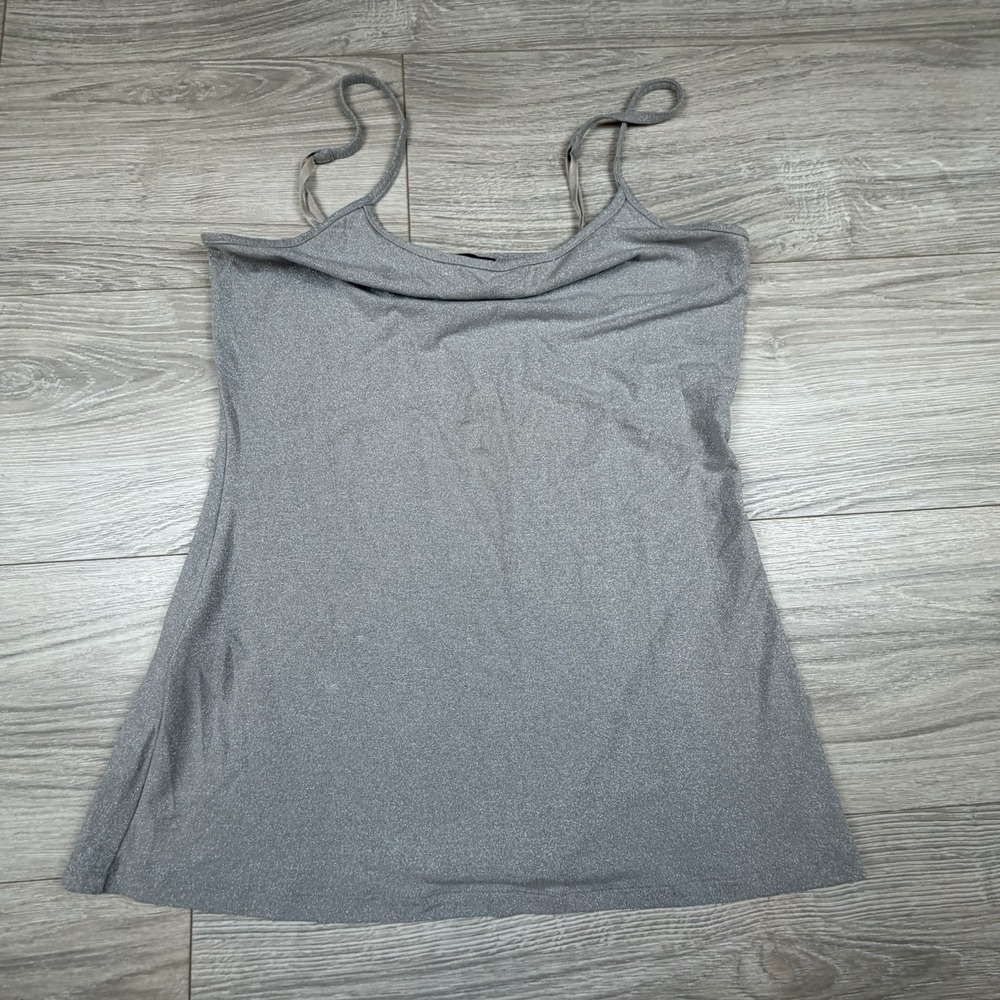 Vintage Y2K Express Silver Sparkle Spaghetti Strap Tank Top Women's Size S